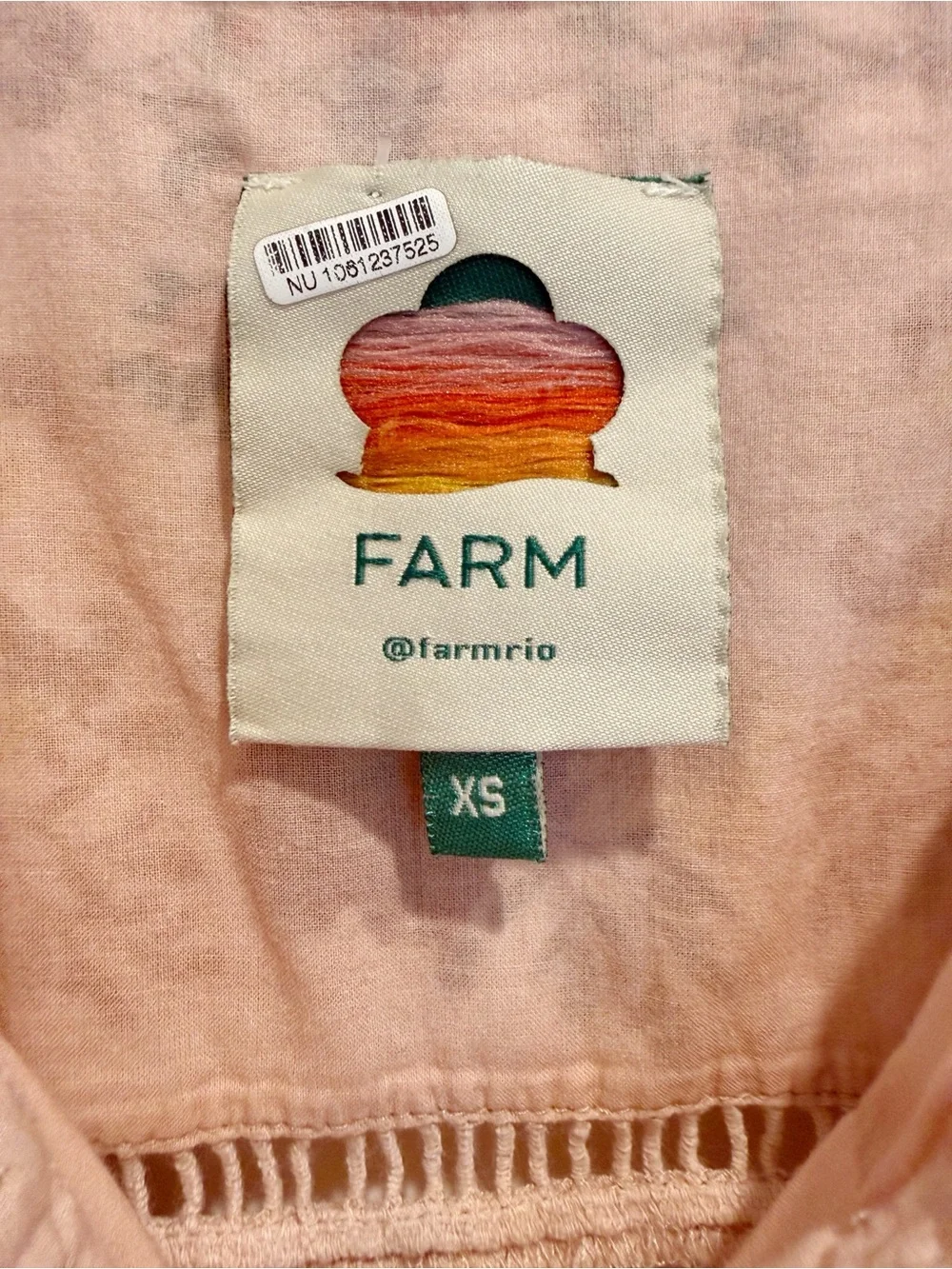 FARM RIO Beauty Bouquet Cotton Puff Sleeve Top Pink Floral Pattern size XS